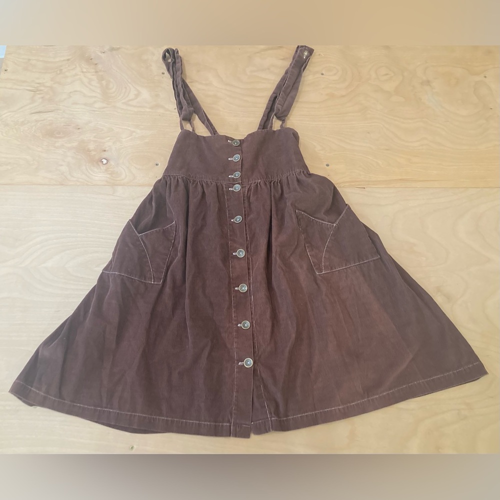 Field Day Brown Micro Corduroy Pinafore Dress